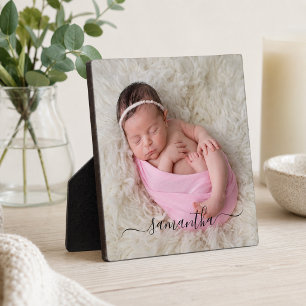 Schwarze elegante Schwung-Signatur-Name-Foto Fotoplatte
