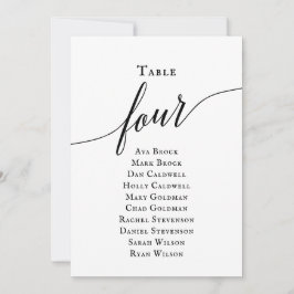 Schwarze, elegante Script-Tischnummer 4 Seating Ch Einladung