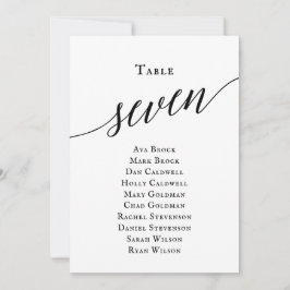 Schwarze, elegante Script-Tischnummer 7 Sitzungsta Einladung