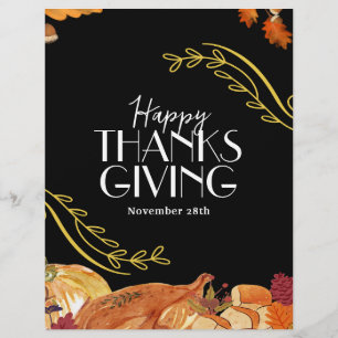 Schwarze elegante Thanksgiving-Dinnerparty - Ausdr Flyer