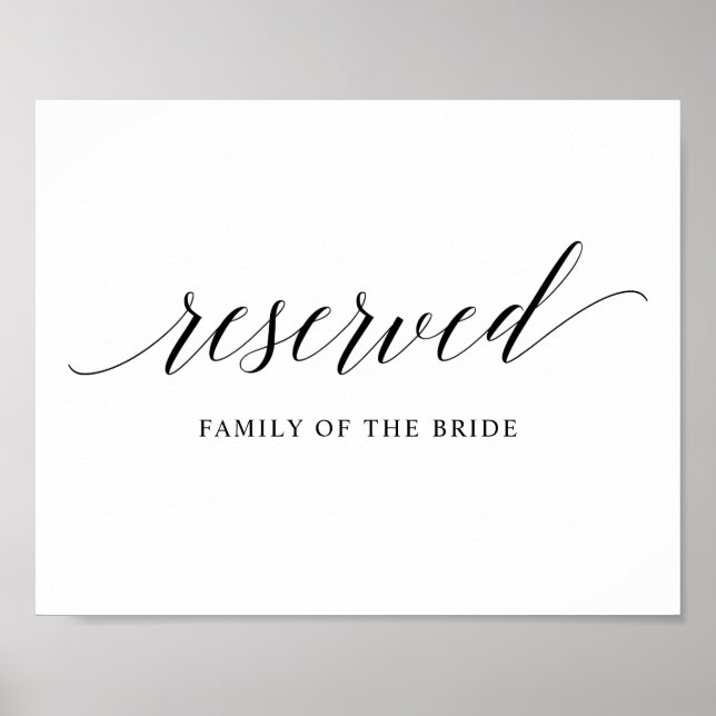 Schwarze Elegante Typografie Hochzeit "RESERVIERT" Poster (Vorne)