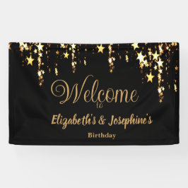 Schwarze, elegante und goldene Sterne Doppelgelenk Banner