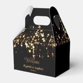 Schwarze, elegante und goldene Sterne Doppelgelenk Geschenkschachtel