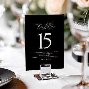 Schwarze elegante und minimale Folie Tischnummerka Folieneinladung