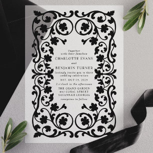 Schwarze elegante verzierte Blumenrahmen-Hochzeit