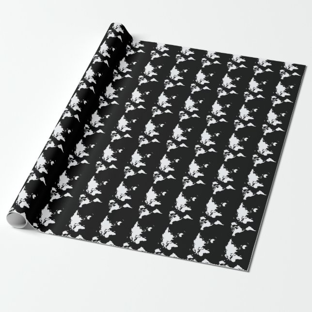 Schwarze Elegante Welt Geschenkpapier (Ungerollt)
