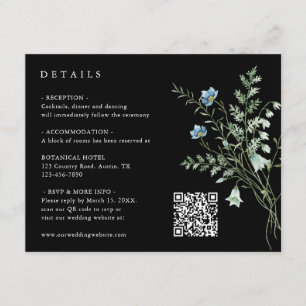Schwarze Elegante Wildblume Hochzeitdetails Begleitkarte