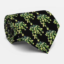 Schwarze Eleganz Weihnachtsmistletoe Krawatte
