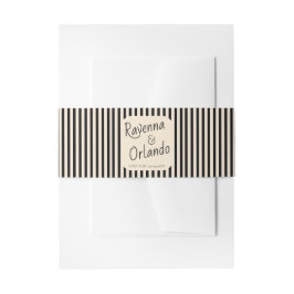 Schwarze & Elfenbein Streifen Retro Minimalistisch Einladungsbanderole
