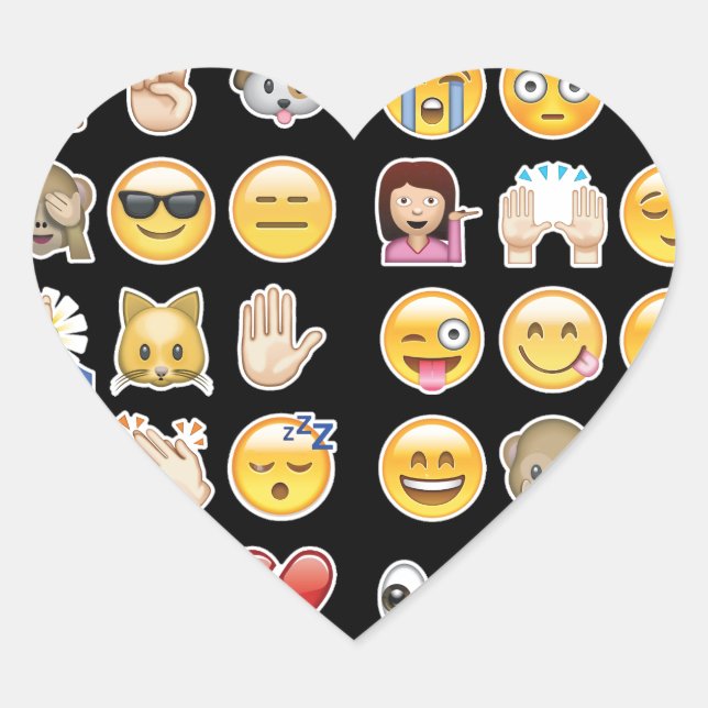 Schwarze Emoji Herz-Aufkleber (Vorderseite)
