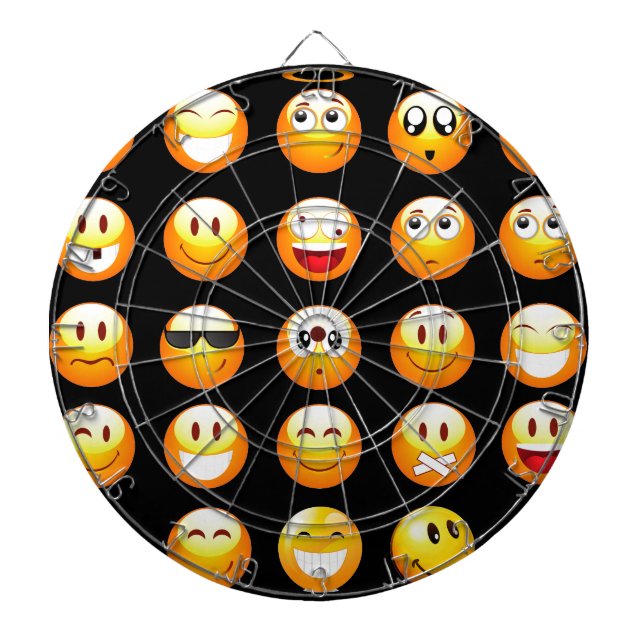 Schwarze Emojis Dartscheibe (vorne)