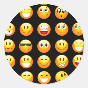Schwarze Emojis Runder Aufkleber