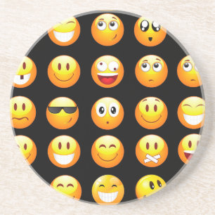 Schwarze Emojis Sandstein Untersetzer