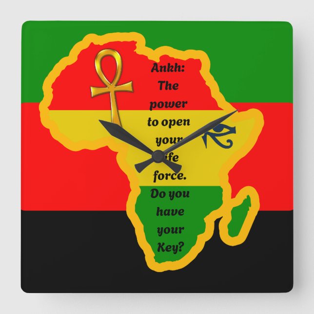 Schwarze Empowerment Ankh Lebenskraft Uhr (Vorderseite)