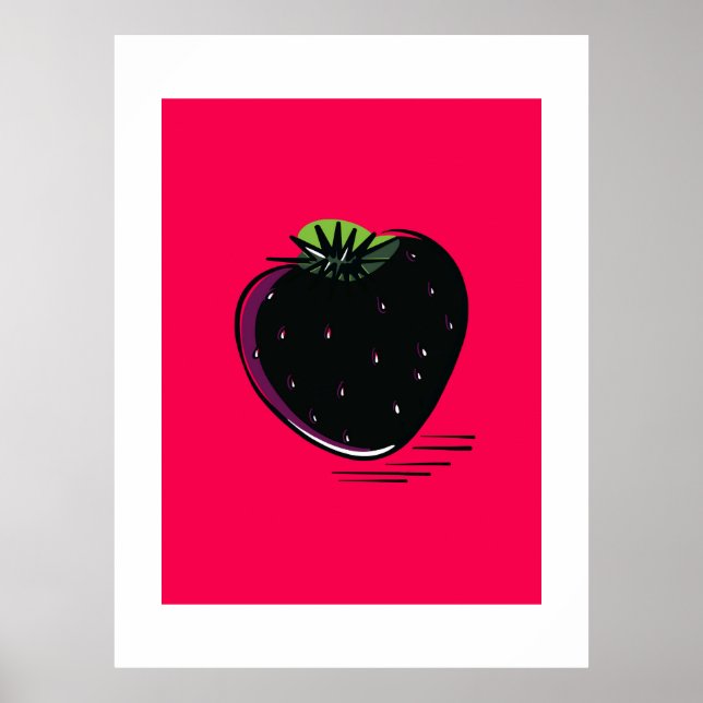 Schwarze Erdbeere – Minimal Pop  Poster (Vorne)