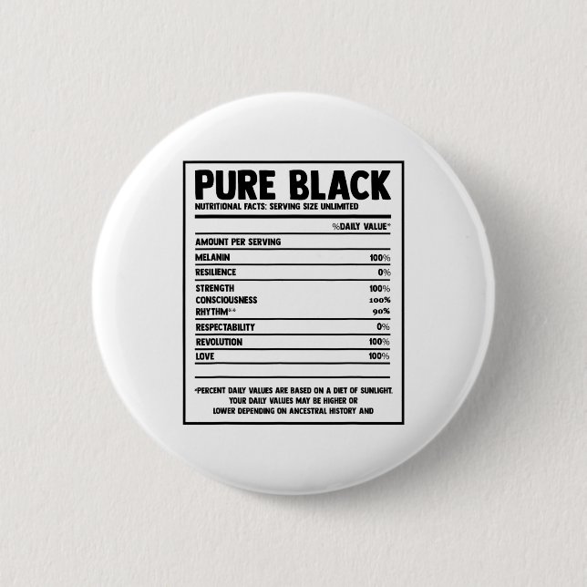 Schwarze ernährungsphysiologische Fakten - Schwarz Button (Vorderseite)