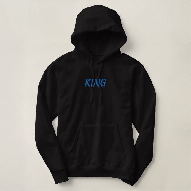 Schwarze Erwachsene L Größe Männer bestickt Basic  Bestickter Hoodie (Design vorne)