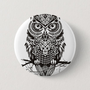 Schwarze Eule Button