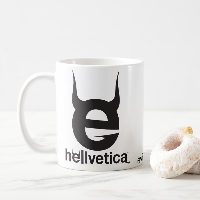 Schwarze Evil “e” – Klassischer Kaffeebecher Kaffeetasse (Mit Donut)
