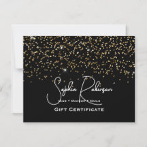 Schwarze & falsche Gold-Glitter-Geschenkgutschein-