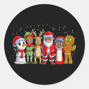 Schwarze Familie Weihnachten Afro Afrikanisch Amer Runder Aufkleber