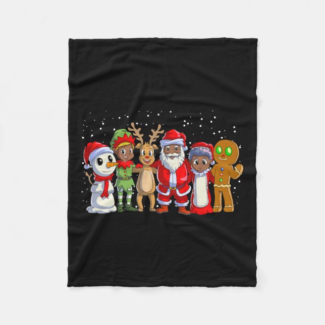 Schwarze Familie Weihnachten Afro Afrikanischer We Fleecedecke (Vorderseite)
