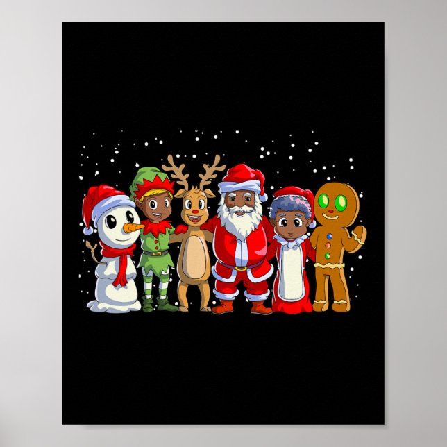 Schwarze Familie Weihnachten Afro Afrikanischer We Poster (Vorne)
