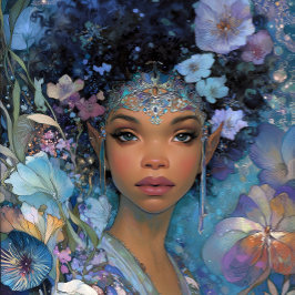 Schwarze Fantasy-Art afroamerikanische Elfengöttin Poster