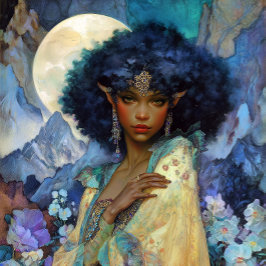 Schwarze Fantasy Art Schwarze Elf-Königin Göttin Poster