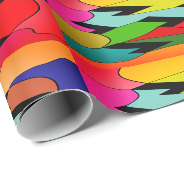 Schwarze Farbe mit Kunstdesign in der Mitte Geschenkpapier (Rolleneckpunkt)