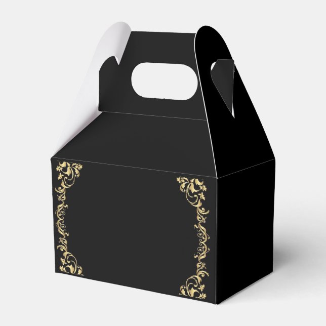 Schwarze Farbe mit Patronen-Günstige Box Geschenkschachtel (Vorderseite)
