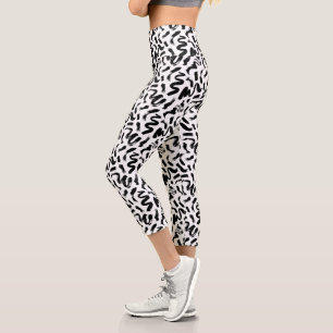 Schwarze Farbe Pinsel Pinselstrich Stroke Muster Capri Leggings