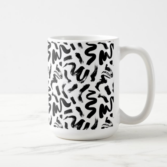 Schwarze Farbe Pinsel Pinselstrich Stroke Muster Kaffeetasse (Rechts)