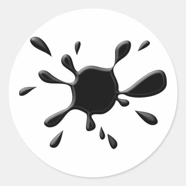 Schwarze Farbe Splodge Runder Aufkleber (Vorderseite)