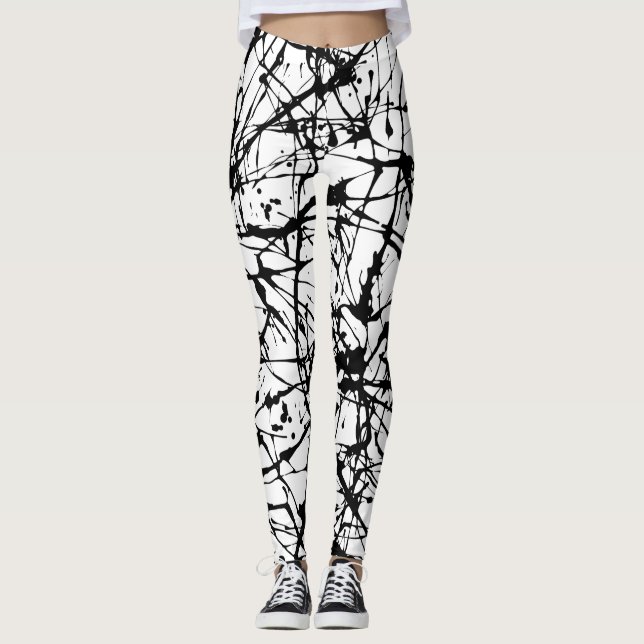 Schwarze Farben-Spritzer-Leggings Leggings (Vorderseite)