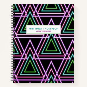 Schwarze farbenfrohe Retro-80er-Neon-Geometrie-Dre Notizbuch