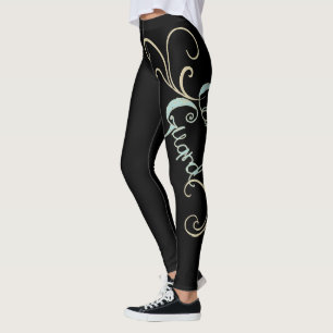 Schwarze Farbschutz-Leggings mit Strudel-Entwurf Leggings