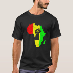 Schwarze Faust Afrika Karte Inspirierend Schwarzes T-Shirt