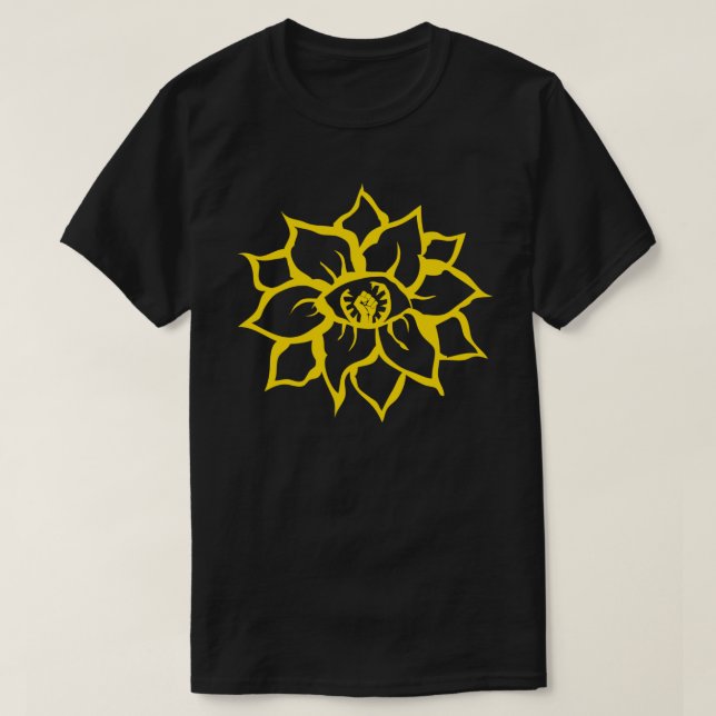 Schwarze Faust der Blume T-Shirt (Design vorne)