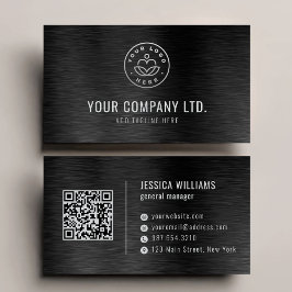Schwarze Faux-Bürstungsstahl-Professional QR-Code Visitenkarte