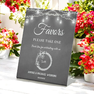 Schwarze Favoriten Wedding Mason Jar String Lights Sockelschild