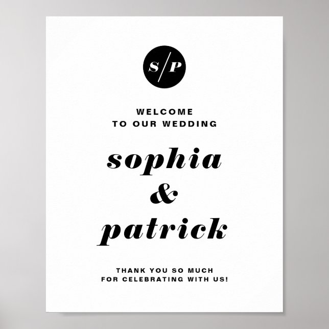 Schwarze, feine italienische Typografie Hochzeit W Poster (Vorne)