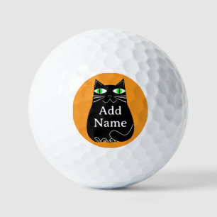 Schwarze Fett-Katze mit einem benutzerdefinierten, Golfball