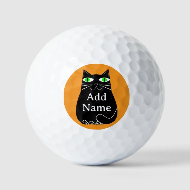 Schwarze Fett-Katze mit einem benutzerdefinierten, Golfball (Vorderseite)
