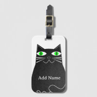 Schwarze Fett-Katze mit grünem Individuelle Name