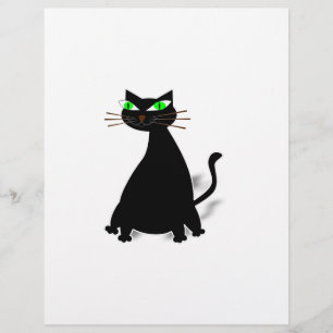 Schwarze Fett-Katze mit grünen Augen