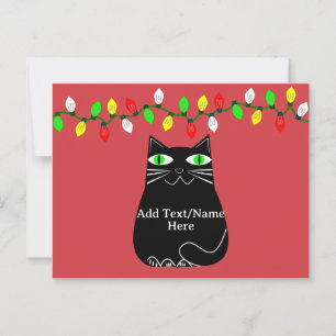 Schwarze Fett-Katze mit grünen Augen, benutzerdefi Postkarte