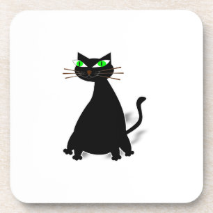 Schwarze Fett-Katze mit grünen Augen Getränkeuntersetzer