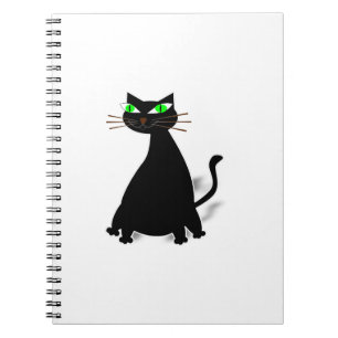 Schwarze Fett-Katze mit grünen Augen Notizblock