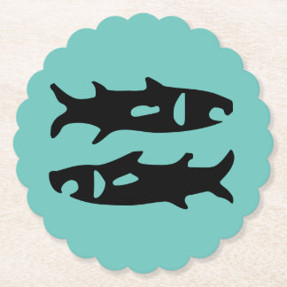 Schwarze Fischhaie entwerfen Aquamarine Pisces zod Untersetzer
